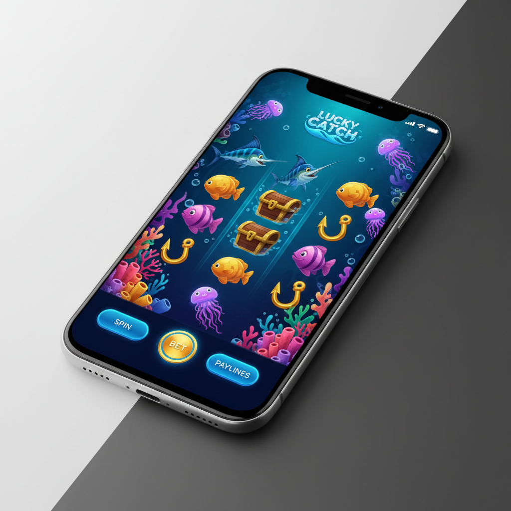 Le Fisherman Slot Mobile App Mockup